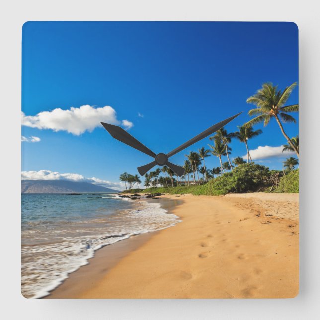 Tropical Beaches | Wailea, Maui, Hawaii Square Wall Clock (Front)