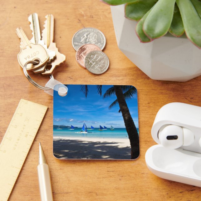 Tropical Beaches | White Beach Boracay Philippines Keychain (Desk)
