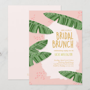 Tropical Beachy Pink Bridal Brunch Invitation
