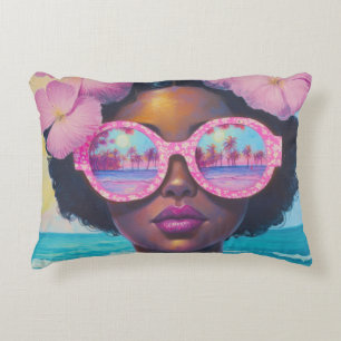 Tropical Beauty in Pink Shades Accent Pillow