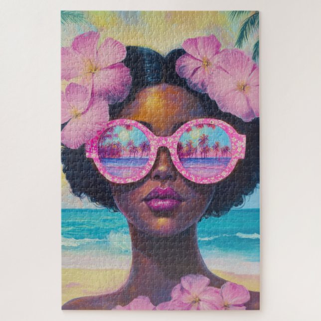 Tropical Beauty in Pink Shades Jigsaw Puzzle (Vertical)