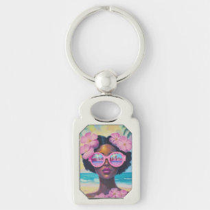 Tropical Beauty in Pink Shades Keychain