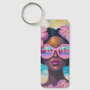 Tropical Beauty in Pink Shades Keychain