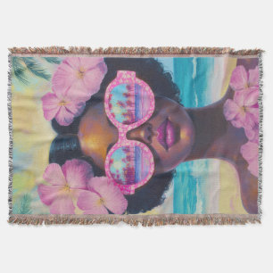 Tropical Beauty in Pink Shades Throw Blanket