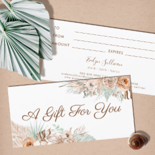 tropical beige and mint gift certificate