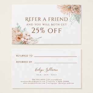 tropical beige and mint referral card