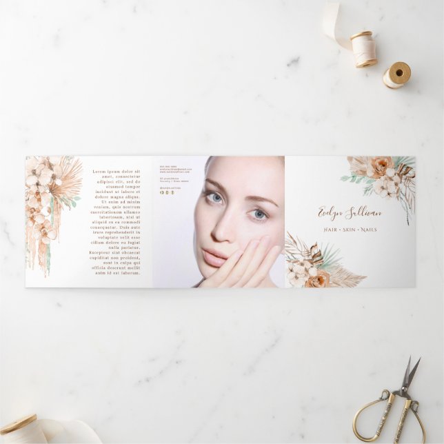 tropical beige and mint trifold brochure (Outside)