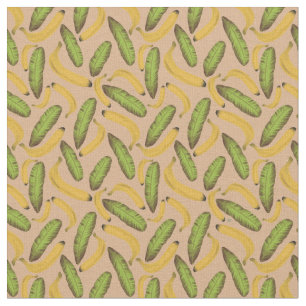 Tropical Beige Banana Leaf Pattern Fabric