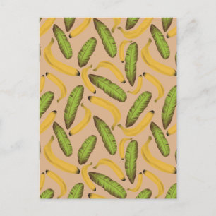 Tropical Beige Banana Leaf Pattern  Postcard