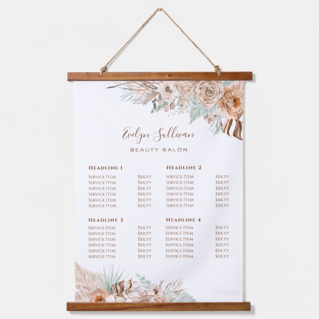 tropical beige mint price list hanging tapestry (Front)