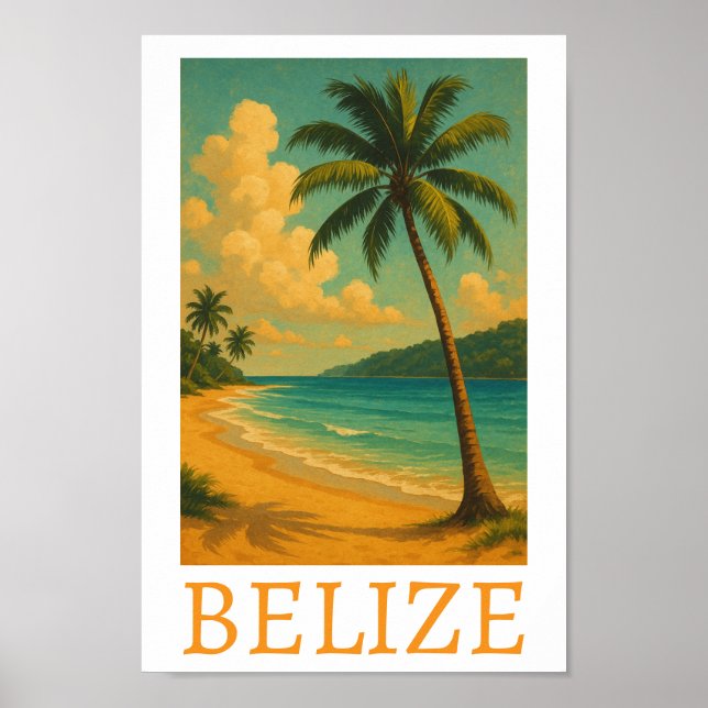 Tropical Belize Beach Caribbean Vacation Poster (Front)