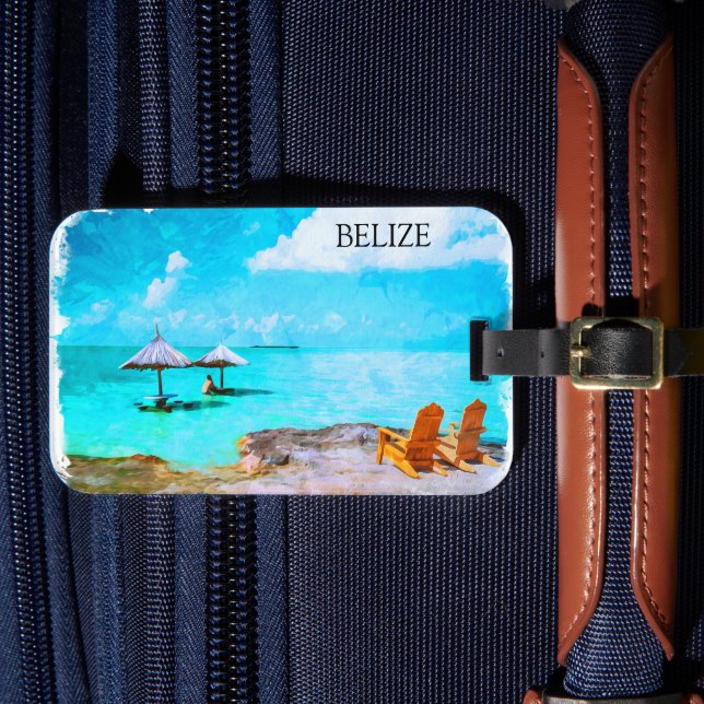 Tropical Belize Beach Vacation Luggage Tag (Front Insitu 4)