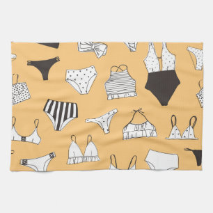 Tropical Bikini: Hand-Drawn Summer Pattern Kitchen Towel