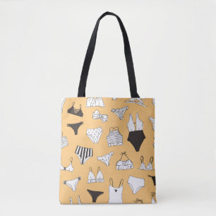 Tropical Bikini: Hand-Drawn Summer Pattern Tote Bag