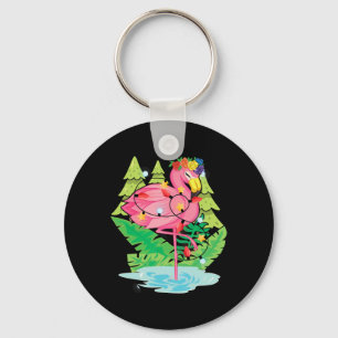 Tropical Bird Animal Flamingo Xmas Lights Christma Keychain