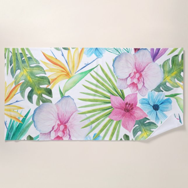 Tropical Bird Art Beach Towel (Front)