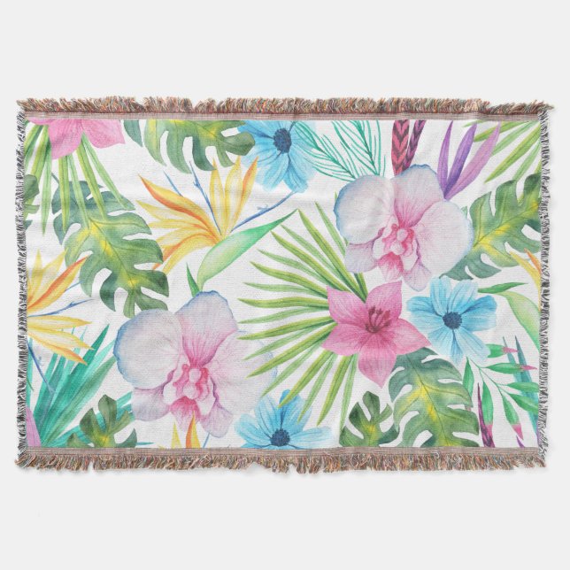 Tropical Bird Art Throw Blanket (Front)