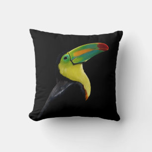 Tropical Bird Black Yellow Green Toucan Throw Pillow