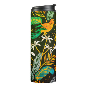 Tropical Bird Folk Art Paradise Fall Colour Patter Thermal Tumbler