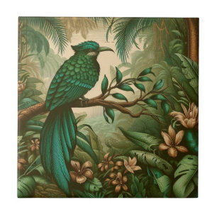 Tropical Bird in Lush Green Jungle 2 Tile