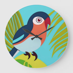 Tropical bird large clock