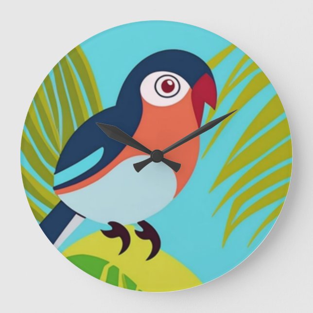 Tropical bird large clock (Front)