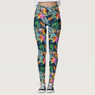 Tropical Bird Of Paradise And Orchid Leggings