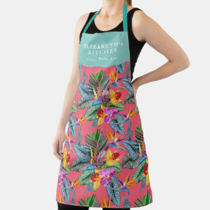 Tropical Bird Of Paradise And Orchid Spring Garden Apron