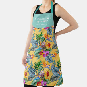 Tropical Bird Of Paradise And Orchid Summer Garden Apron