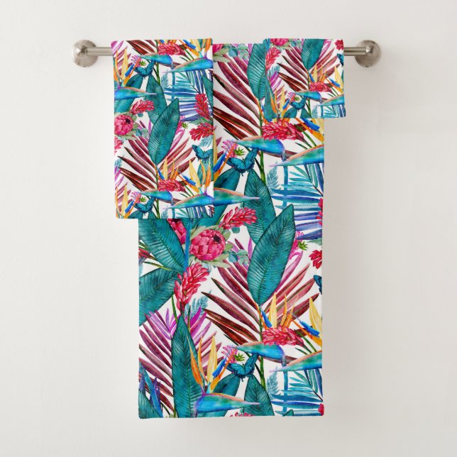 Tropical Bird Of Paradise Bath Towel Set (Insitu)