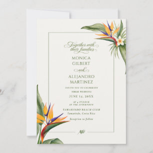 Tropical Bird of Paradise Beach Wedding Invitation