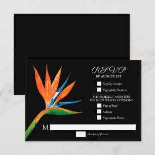 Tropical Bird of Paradise Botanical Wedding RSVP Card
