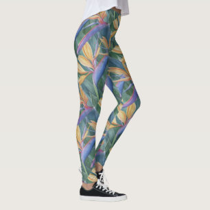 TROPICAL BIRD OF PARADISE   FLORAL LEGGINGS