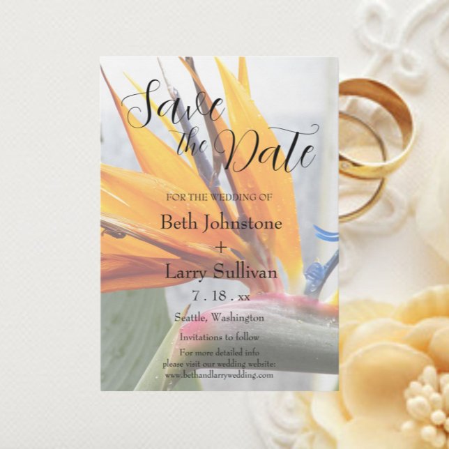 Tropical Bird of Paradise Floral Wedding Save The Date (In Situ Wedding)