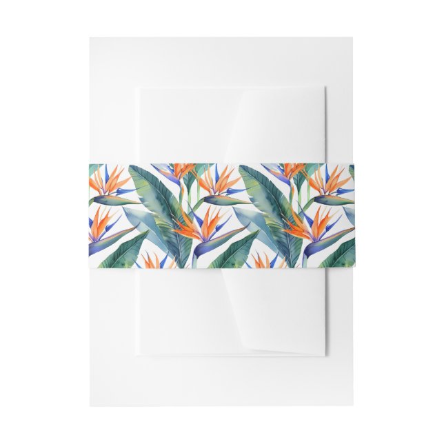 Tropical Bird of Paradise pattern Invitation Belly Band (Front Example)