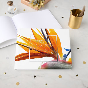 Tropical Bird of Paradise Plant Floral Wedding Guest Book