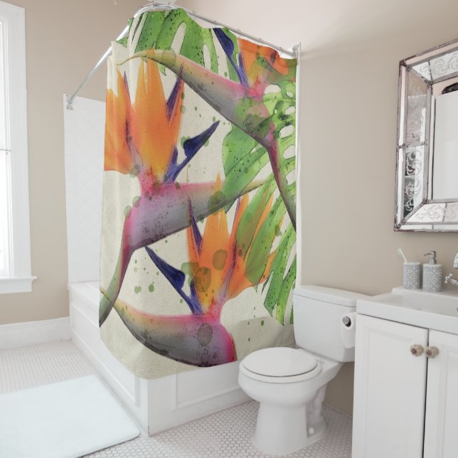 tropical bird of paradise Shower Curtain (In Situ)