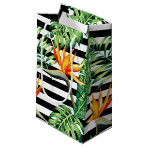Tropical Bird of Paradise Stripes Small Gift Bag