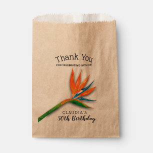 Tropical Bird of Paradise Watercolor Floral Favour Bag