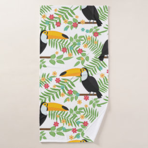 Tropical bird seamless pattern background. Toucan Bath Towel
