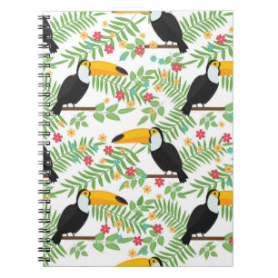 Tropical bird seamless pattern background. Toucan  Notebook