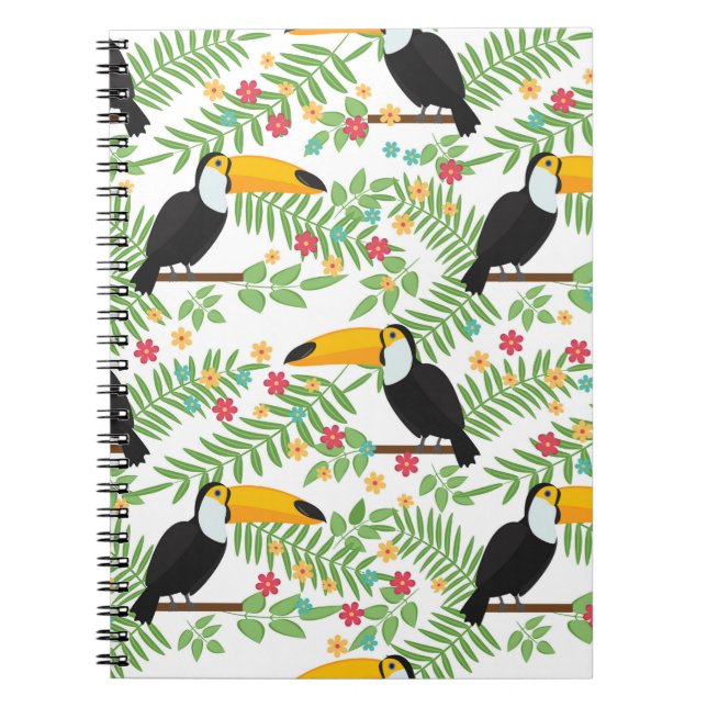 Tropical bird seamless pattern background. Toucan  Notebook (Front)