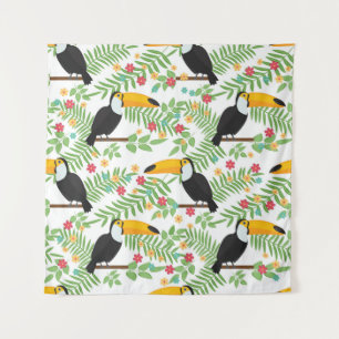 Tropical bird seamless pattern background. Toucan Tapestry