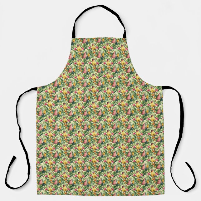 Tropical Birds and Butterflies Kitchen Apron  (Front)