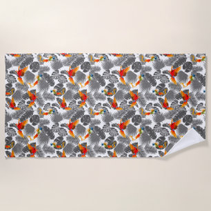 tropical birds beach towel