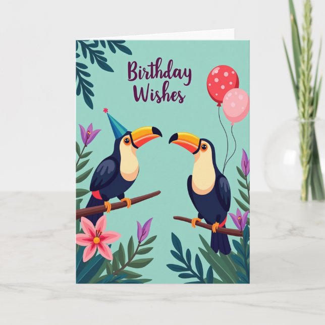 Tropical Birds Birthday Card (Front)