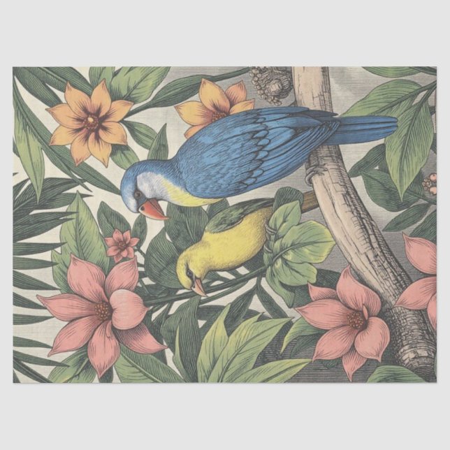 Tropical Birds Bold Illustration Tissue Paper (Front)