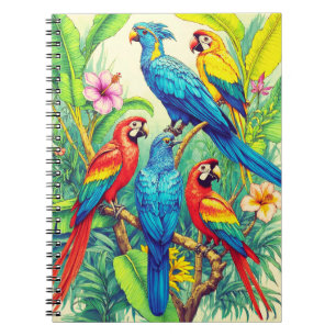 Tropical Birds Botanical Illustration Notebook