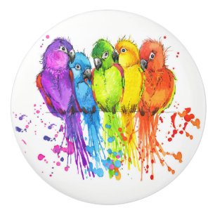 Tropical Birds Ceramic Knobs
