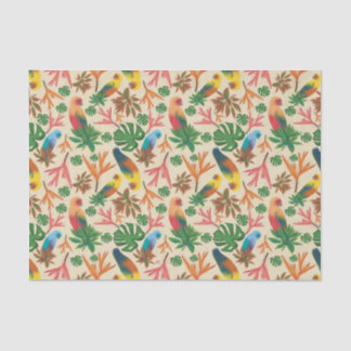 Tropical Birds Colourful Floral Pattern Tissue Paper